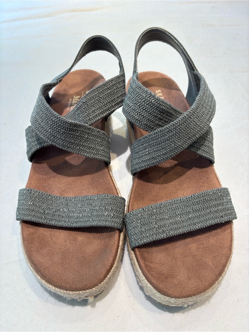 Skechers sage greenCross-Strap Comfort wedge Sandals